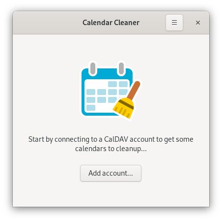 CalCleaner Screenshot: First start (no account configured)